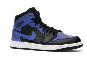 Air Jordan 1 Mid Black Royal Tumbled Leather